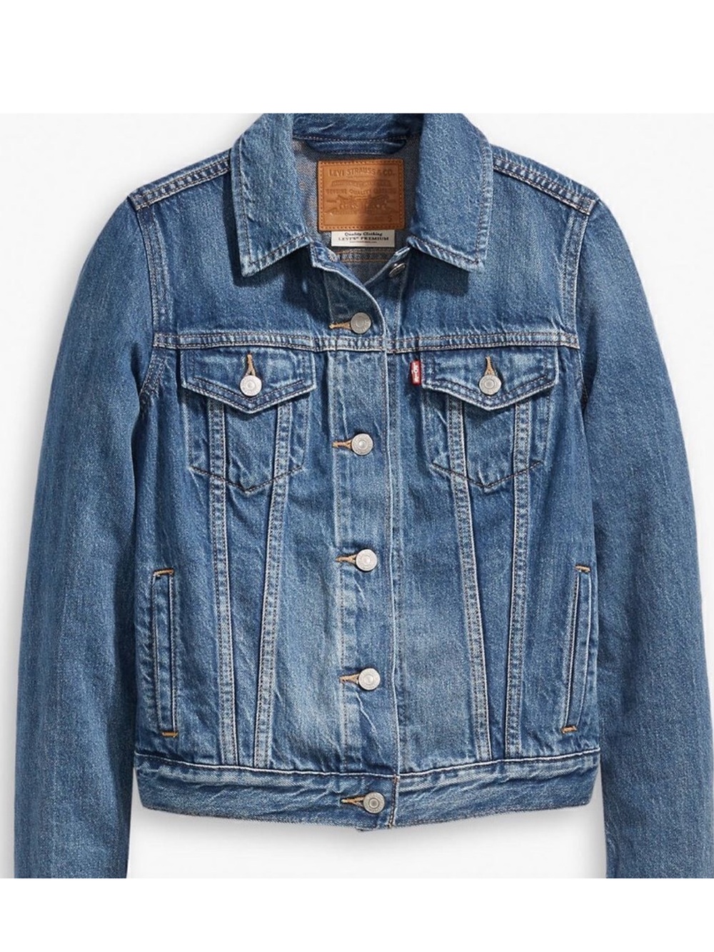 Levi's Classic Trucker Red Tab Medium Wash Denim Jean Jacket Medium 100% Cotton